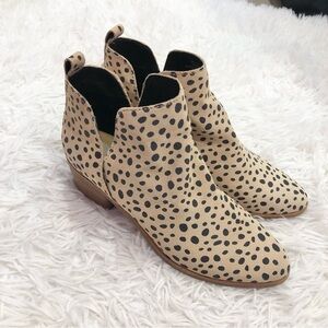 Dolce Vita Kaidie Leather‎ Cheetah Animal Print Ankle Boots Tan Black 8